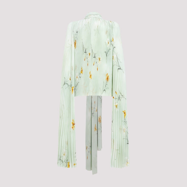 Balenciaga Tops- BALENCIAGA Chic Pleated Blouse with Padded Shoulders Premium Designer Casual Top