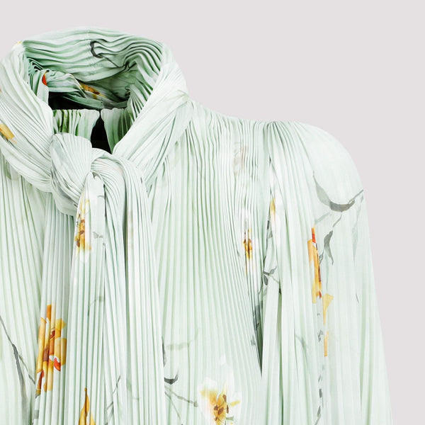 Balenciaga Tops- BALENCIAGA Chic Pleated Blouse with Padded Shoulders Premium Designer Casual Top