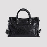 Close-up of Balenciaga shoulder bag hardware and fine stitching