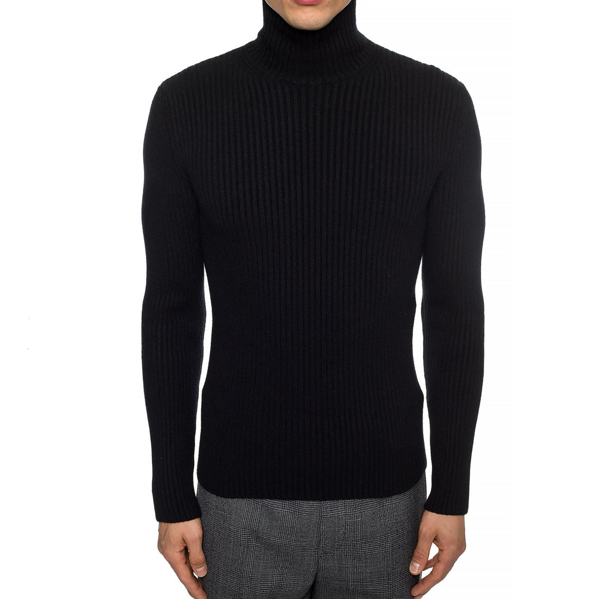 Balenciaga Sweaters- BALENCIAGA Cashmere Blend Rib Knit Turtleneck - Men's Size Luxury Designer Knit Sweater