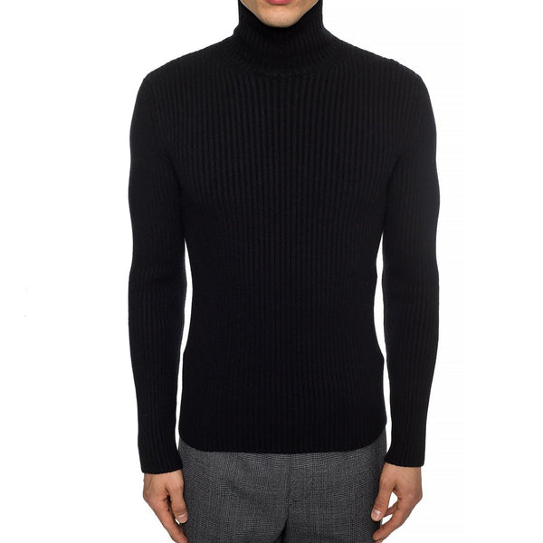 Balenciaga Sweaters- BALENCIAGA Cashmere Blend Rib Knit Turtleneck - Men's Size Luxury Designer Knit Sweater