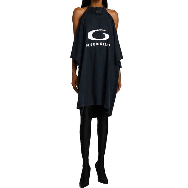 Balenciaga Polo Shirts? BALENCIAGA Icon Print T-shirt Dress with Open Back Classic Designer Cotton Polo Shirt