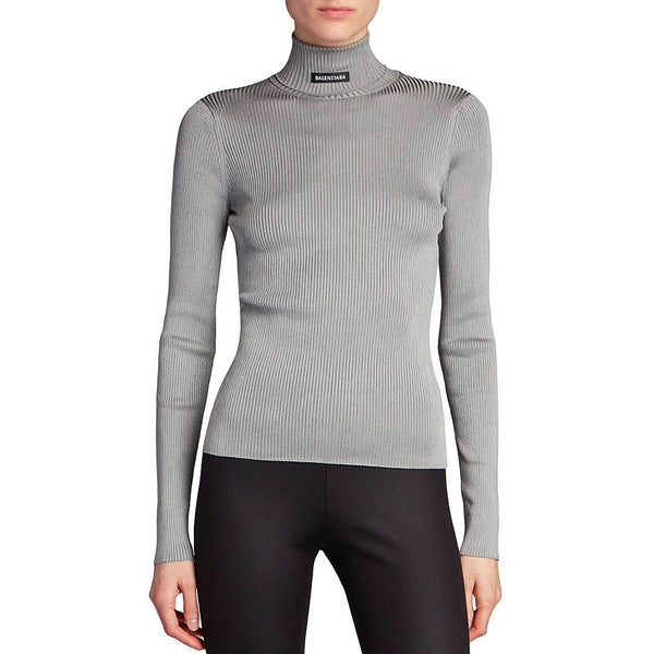 Balenciaga Sweaters? BALENCIAGA Ribbed Turtleneck Sweater for Women Luxury Designer Knit Sweater