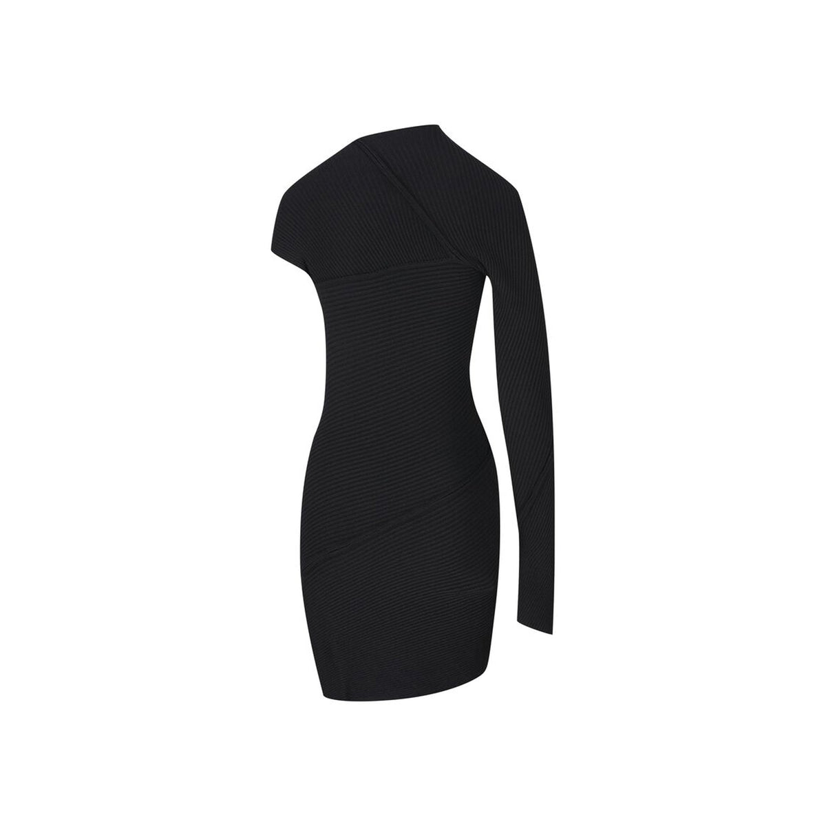 Balenciaga Dresses? BALENCIAGA Spiral Mini Dress with Asymmetrical Sleeves Elegant Designer Evening Dress