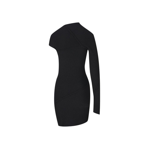 Balenciaga Dresses? BALENCIAGA Spiral Mini Dress with Asymmetrical Sleeves Elegant Designer Evening Dress
