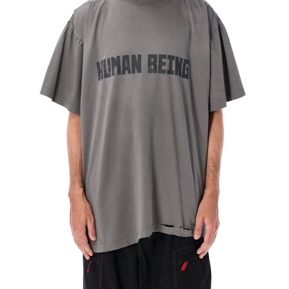 Balenciaga Polo Shirts? BALENCIAGA Asymmetrical Human Being Shifted T-Shirt Classic Designer Cotton Polo Shirt