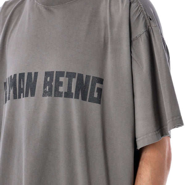 Balenciaga Polo Shirts? BALENCIAGA Asymmetrical Human Being Shifted T-Shirt Classic Designer Cotton Polo Shirt
