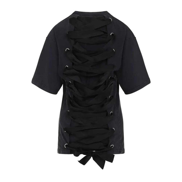 Balenciaga Polo Shirts- BALENCIAGA Lace-Up T-Shirt for Women Classic Designer Cotton Polo Shirt
