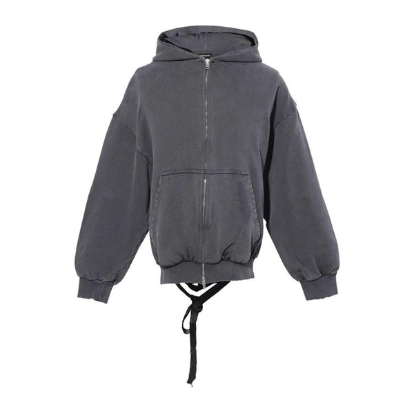 Balenciaga Hoodies- BALENCIAGA Lace-up Zip-up Hoodie for Women Comfortable Luxury Streetwear Hoodie