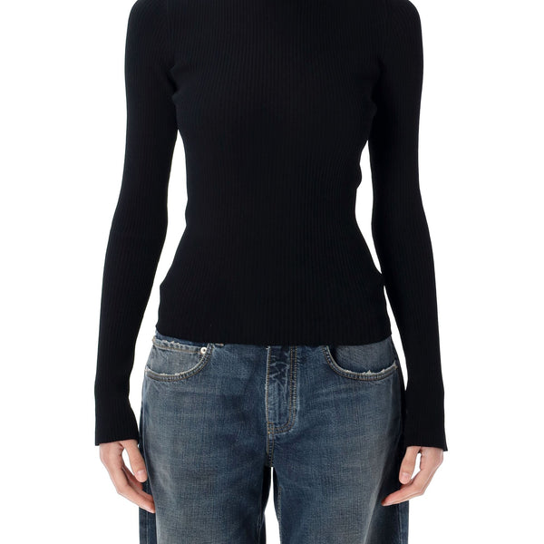 Balenciaga Tops? BALENCIAGA Lace-up Fitted Turtleneck Top - Size S Premium Designer Casual Top