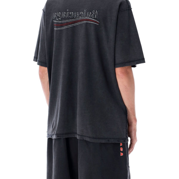 Balenciaga Polo Shirts? BALENCIAGA Political Campaign Inside-Out T-Shirt - Large Fit Classic Designer Cotton Polo Shirt