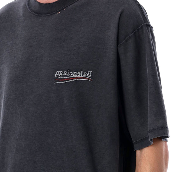 Balenciaga Polo Shirts? BALENCIAGA Political Campaign Inside-Out T-Shirt - Large Fit Classic Designer Cotton Polo Shirt