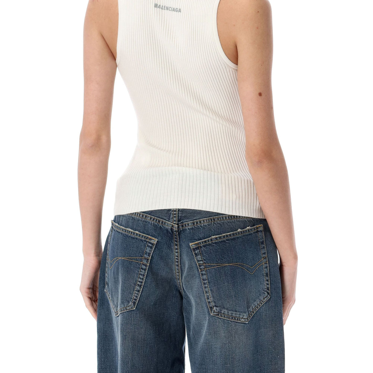 Balenciaga Sweaters? BALENCIAGA Rib-Knit Tank Top for Women Luxury Designer Knit Sweater