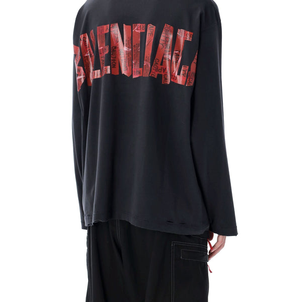 Balenciaga Polo Shirts? BALENCIAGA Oversized Security Tape Logo T-Shirt - Size 2 Classic Designer Cotton Polo Shirt