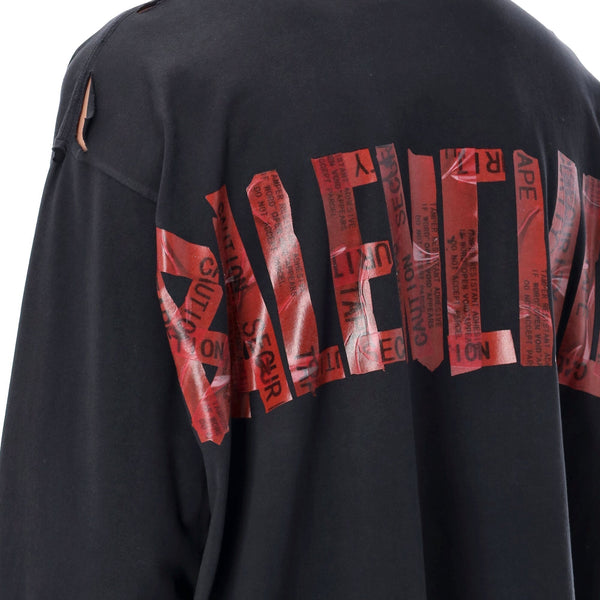 Balenciaga Polo Shirts? BALENCIAGA Oversized Security Tape Logo T-Shirt - Size 2 Premium Everyday Polo Shirt