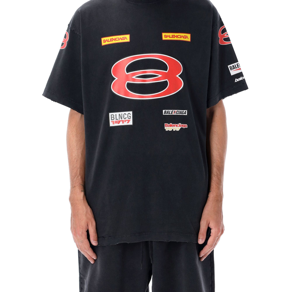 Balenciaga Polo Shirts? BALENCIAGA Oversized Sponsor Logo T-Shirt - Size 2 Premium Everyday Polo Shirt