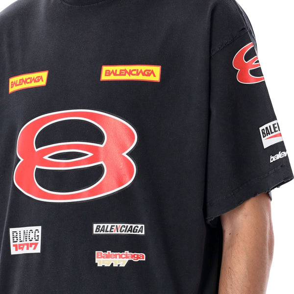 Balenciaga Polo Shirts? BALENCIAGA Oversized Sponsor Logo T-Shirt - Size 2 Classic Designer Cotton Polo Shirt
