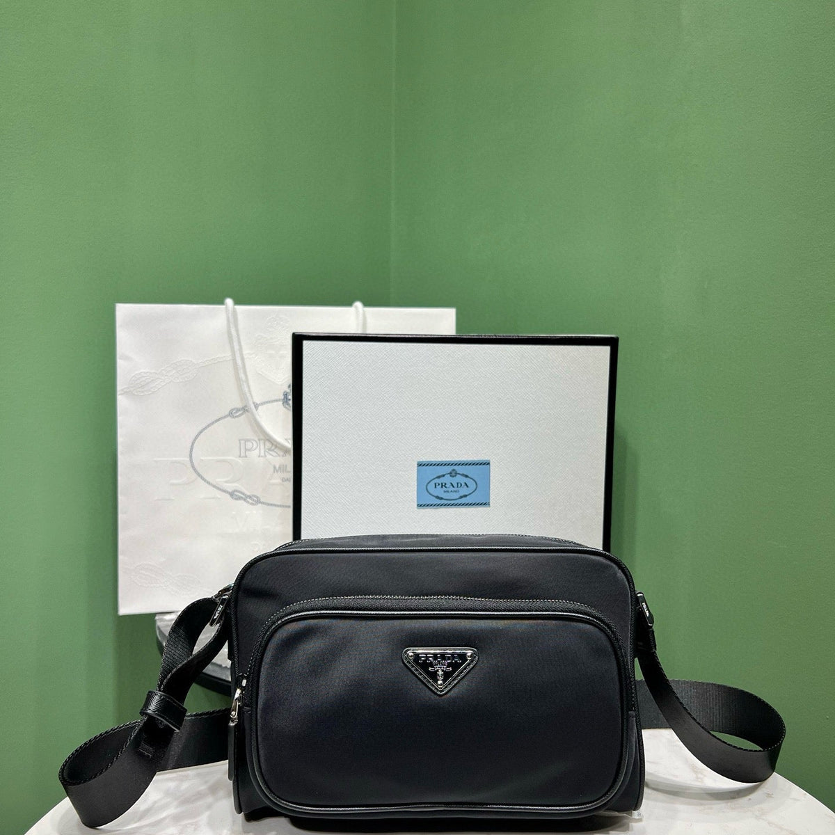 Wallets? Pd Small Re-nylon Shoulder Bag Premium Leather Designer Wallet