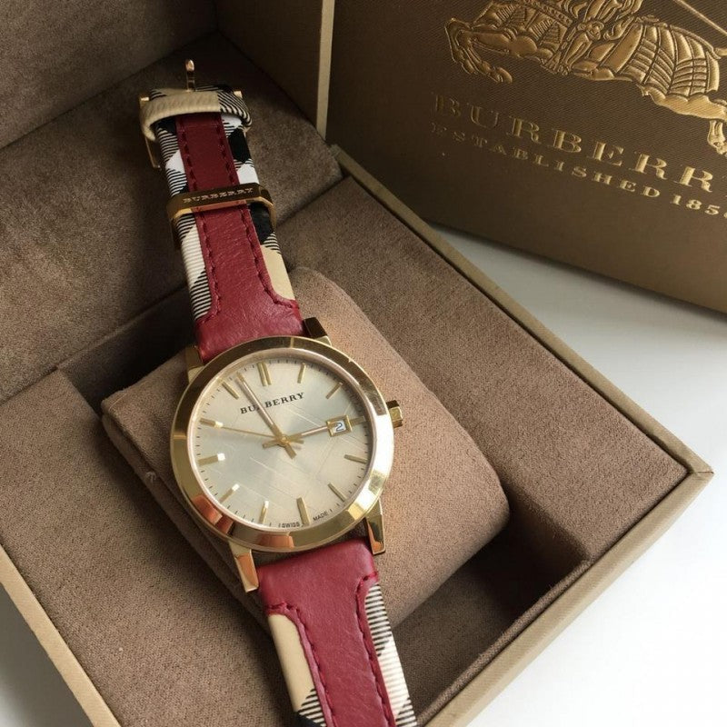Side view of Burberry women's watch