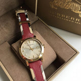 Side view of Burberry women's watch
