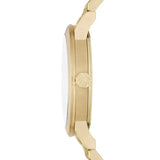 Full view of Burberry women's gold watch