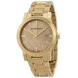 Front view of Burberry women's gold watch
