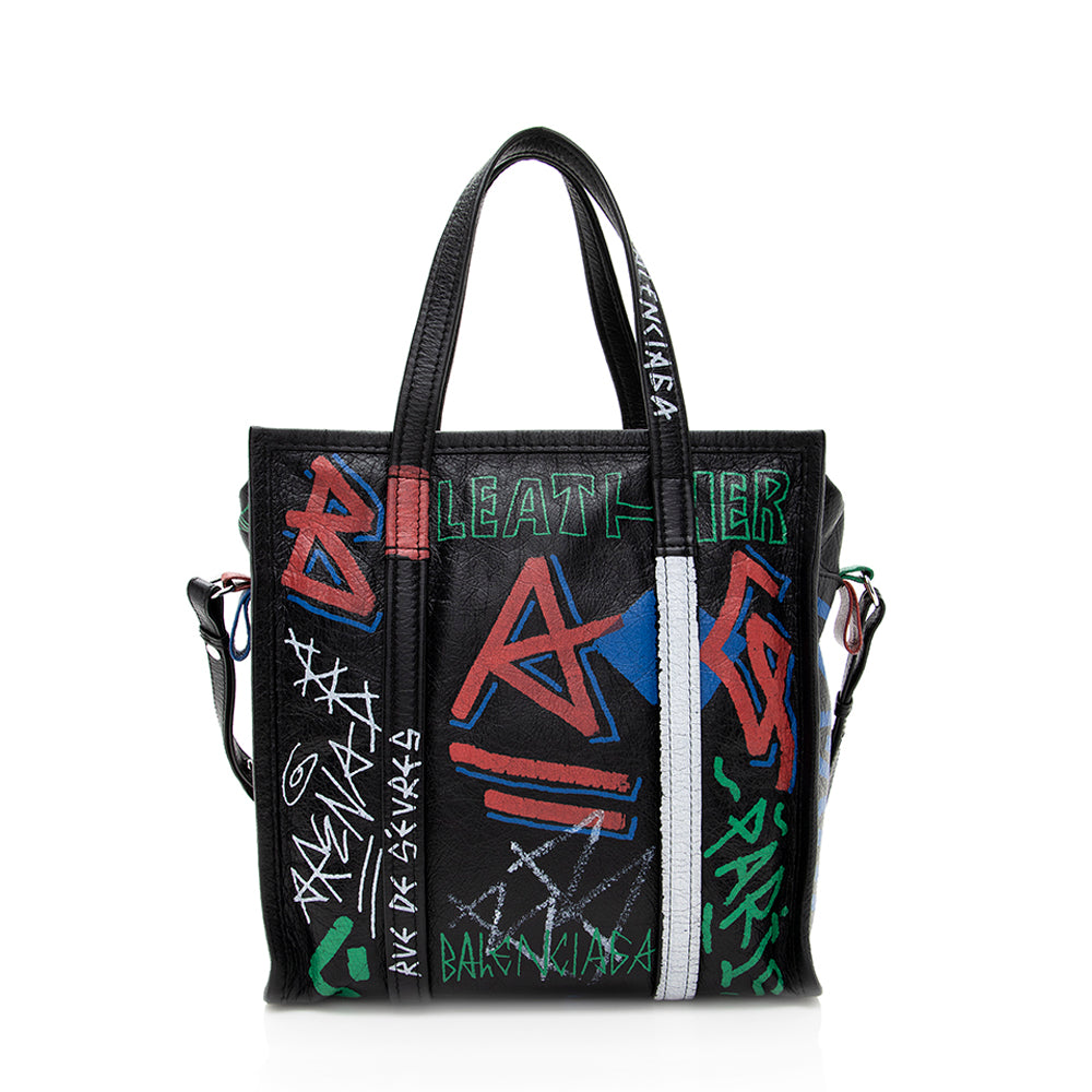 Balenciaga Agneau Graffiti Bazar Small Shopper Tote | Authentic Pre-Owned angle view