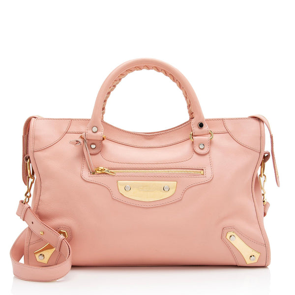 Balenciaga Agneau Metal Plate Classic City Satchel | Authentic Pre-Owned