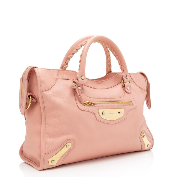 Balenciaga Agneau Metal Plate Classic City Satchel | Authentic Pre-Owned side view