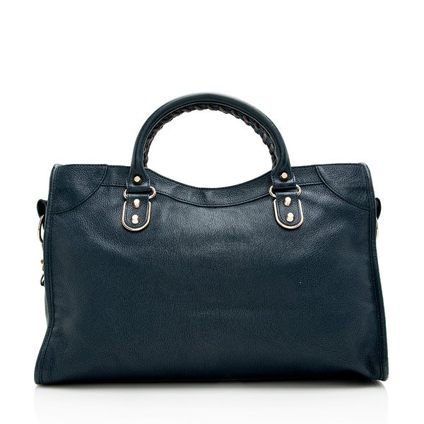 Balenciaga Agneau Metallic Edge City Satchel | Designer Leather Handbag