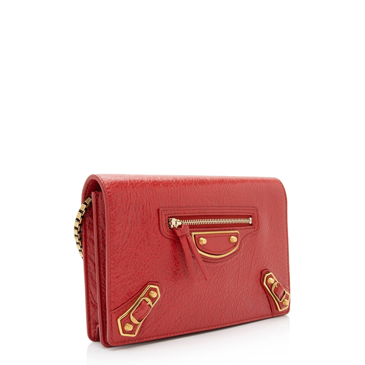 Balenciaga Agneau Metallic Edge Wallet on Chain Bag | Authentic Pre-Owned side view