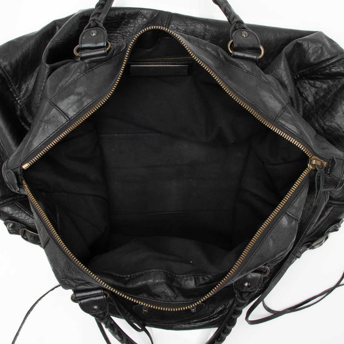 Balenciaga Agneau Motocross Classic Weekender Tote | Authentic Pre-Owned hardware detail