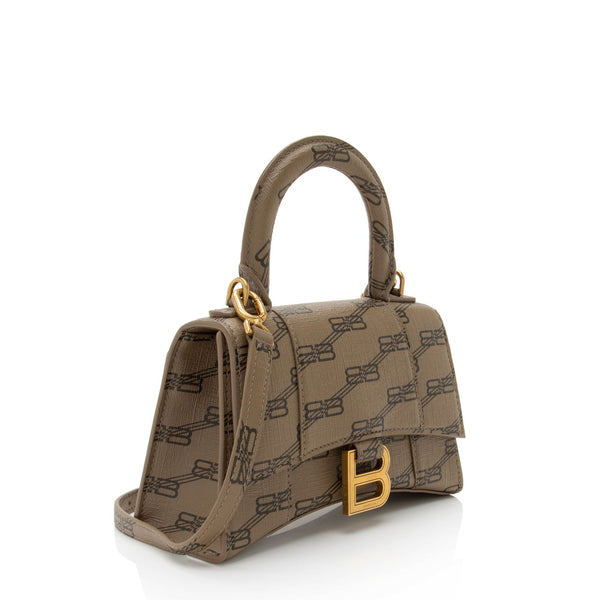 Balenciaga BB Monogram Canvas Hourglass XS Satchel | Designer Top Handle Bag