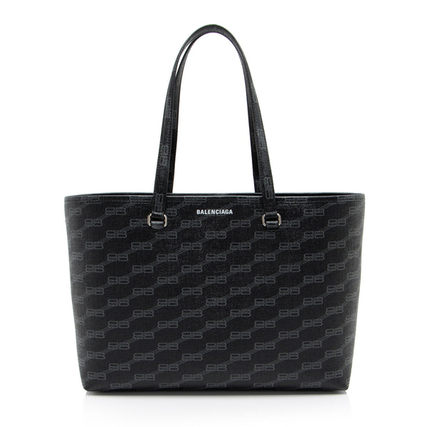 Balenciaga BB Monogram Canvas Signature E/W Medium Shopper Tote | Designer Luxury Handbag