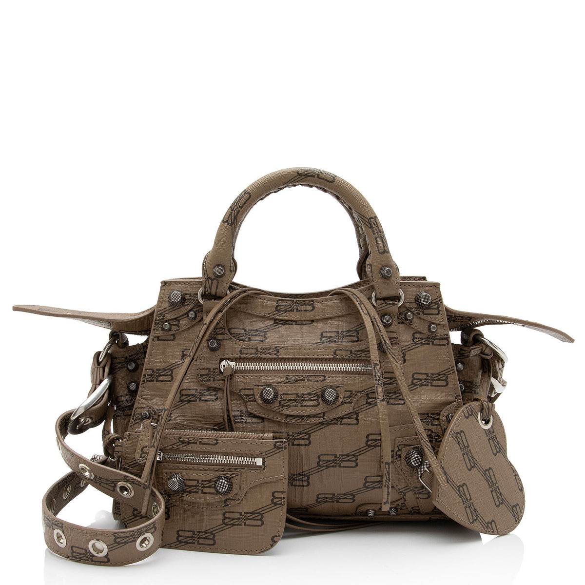 Balenciaga BB Monogram Canvas Signature Neo Cagole City XS Satchel ZVKr4D