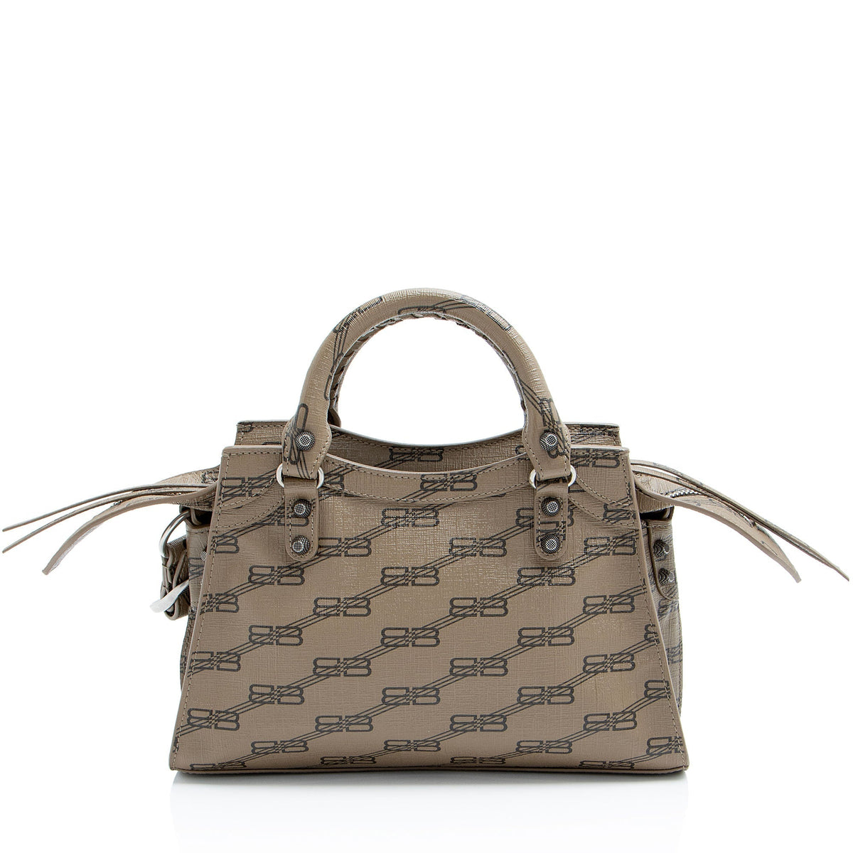 Balenciaga BB Monogram Canvas Signature Neo Cagole City XS Satchel | Studded Leather Shoulder Bag