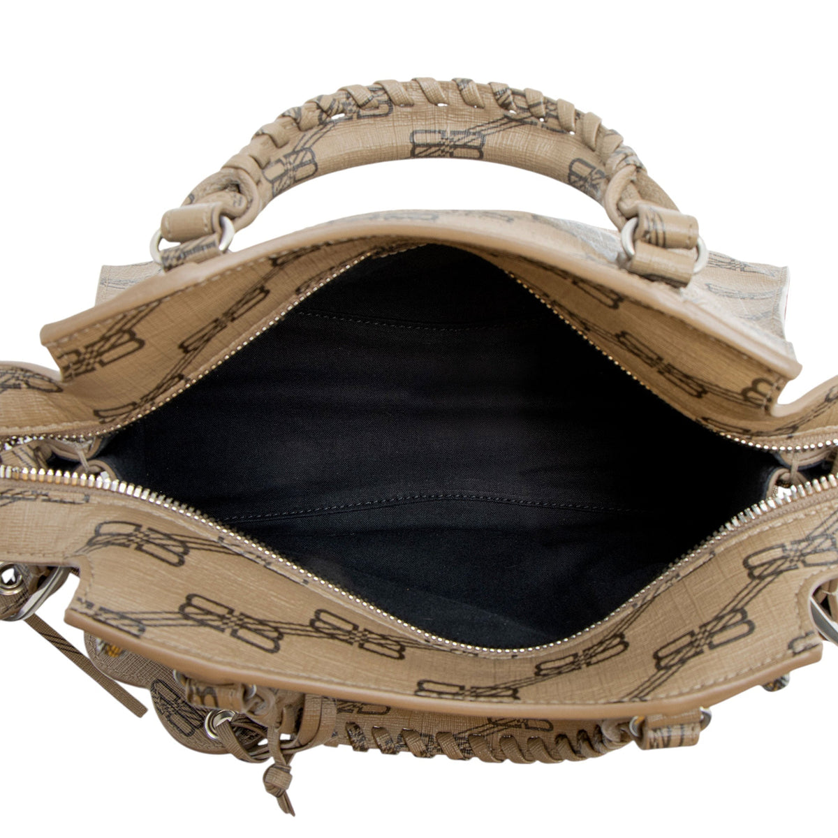 Balenciaga BB Monogram Canvas Signature Neo Cagole City XS Satchel | Studded Leather Shoulder Bag