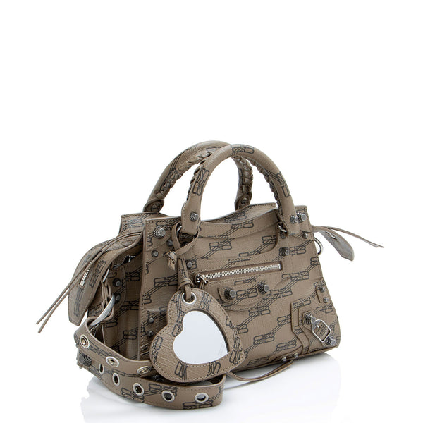Balenciaga BB Monogram Canvas Signature Neo Cagole City XS Satchel | Studded Leather Shoulder Bag