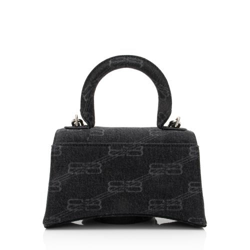 Balenciaga BB Monogram Denim Hourglass XS Satchel | Authentic Pre-Owned angle view