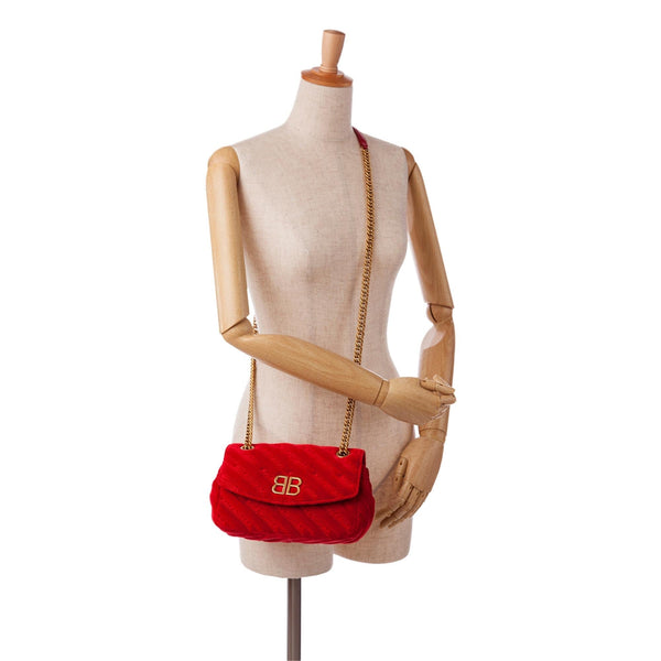 Balenciaga BB Quilted Round Velvet Crossbody Bag S | Authentic Pre-Owned interior view