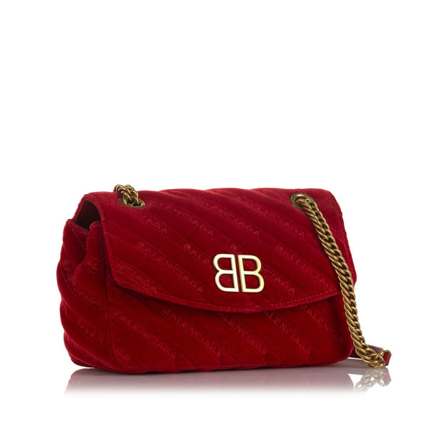 Balenciaga BB Quilted Round Velvet Crossbody Bag S | Authentic Pre-Owned side view
