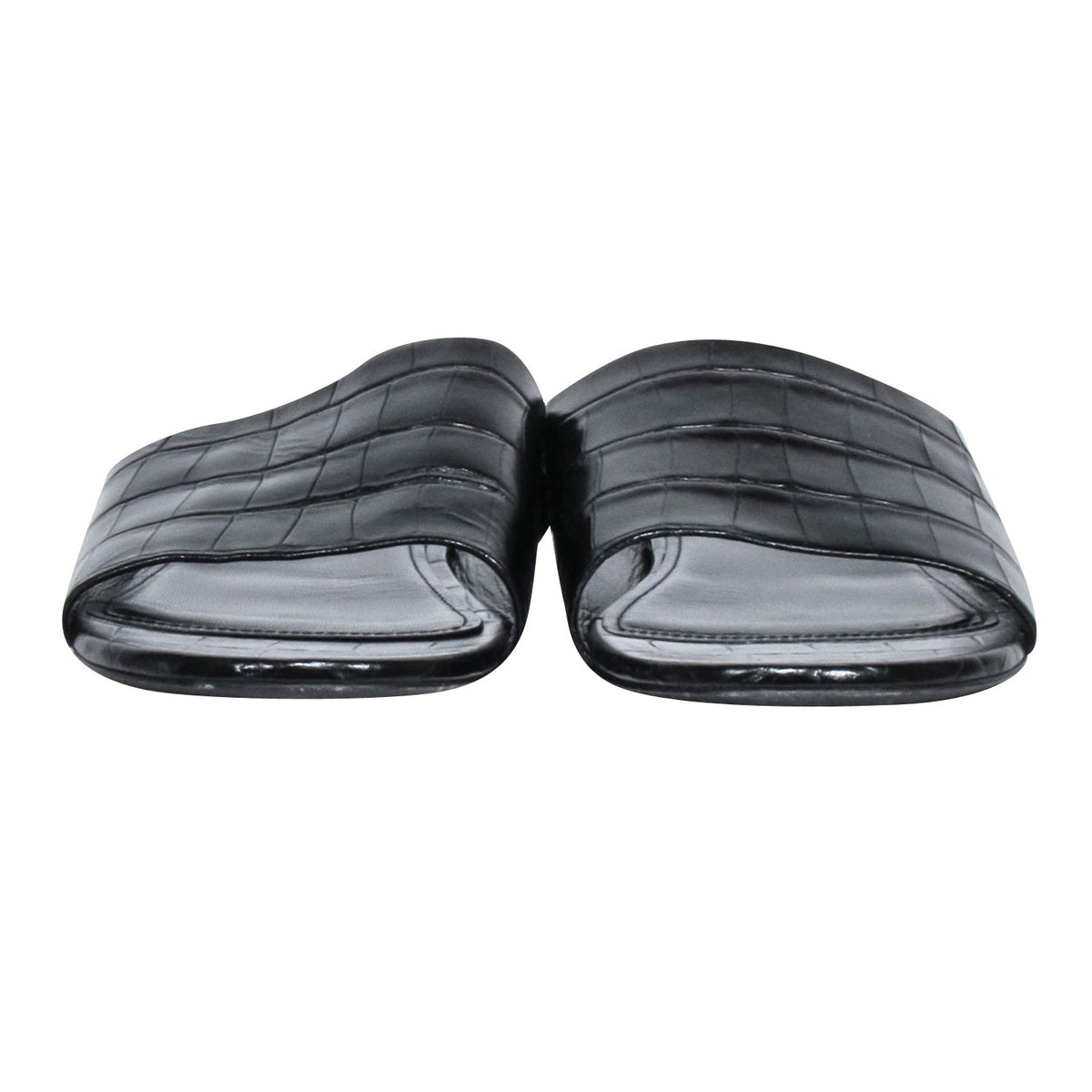 Side view of Balenciaga sandal Black premium designer bag