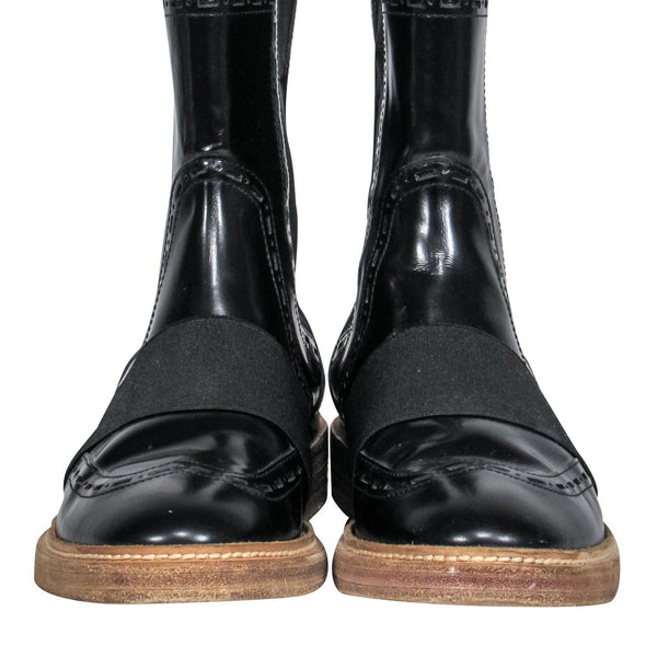 Side view of Balenciaga boot Black premium designer bag