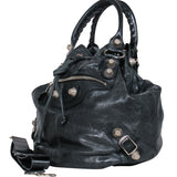 Side view of Balenciaga bucket bag Black premium designer bag