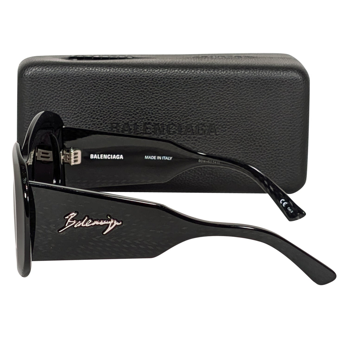 Balenciaga authentic luxury sunglasses Black leather craftsmanship