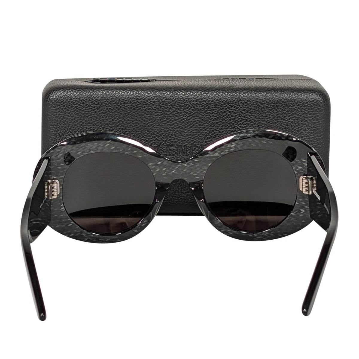 Balenciaga designer sunglasses leather closeup detail