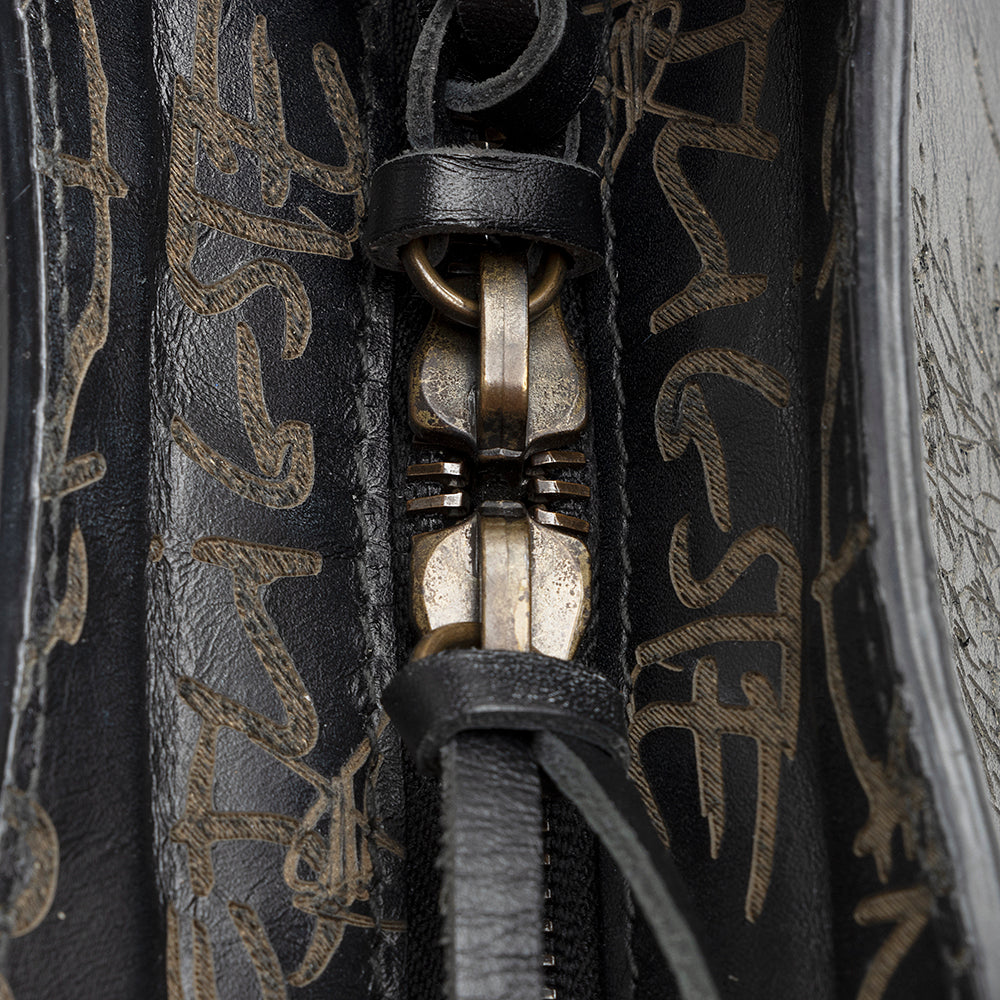 Balenciaga Calfskin Blackout Graffiti City Small Satchel front view