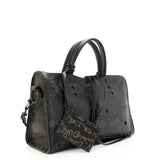 Balenciaga Calfskin Blackout Graffiti City Small Satchel side view