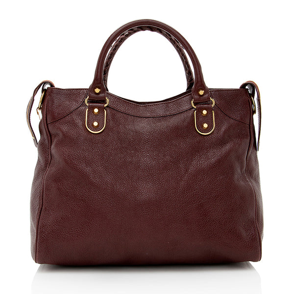 Balenciaga Chevre Leather Metallic Edge Velo Satchel | Designer Luxury Handbag