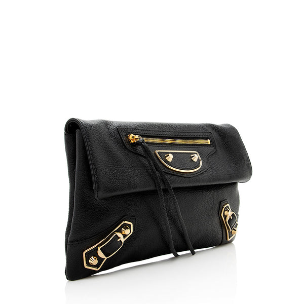 Balenciaga Chevre Metallic Edge Envelope Clutch | Designer Clutch Bag